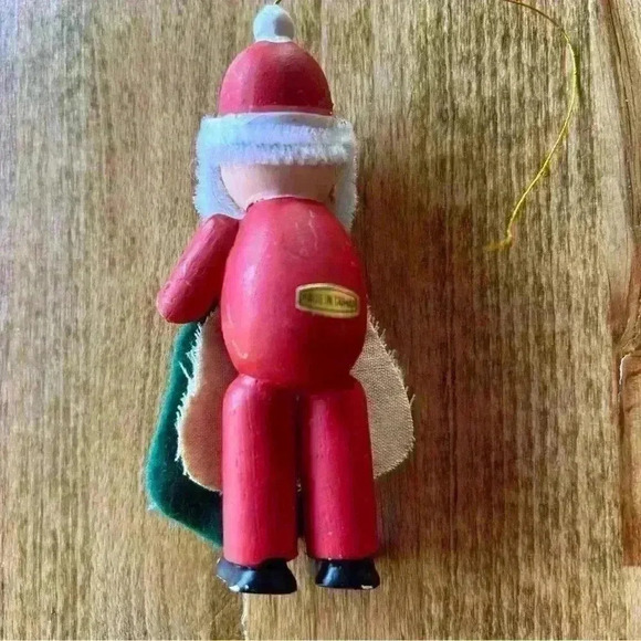 Vintage Wooden Santa Claus ornaments set of 2 - Picture 7 of 8